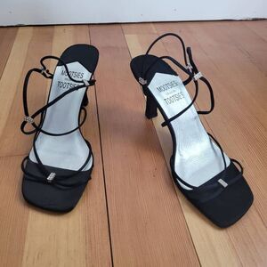 Vintage Mootsies Tootsies black strappy bling sandals open toe leather